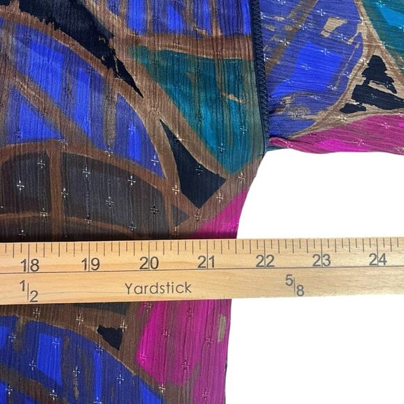 Vintage Mary McFadden Iconic Caftan Dress Small Floral Jacquard Kimono Sleeve - Picture 9 of 12